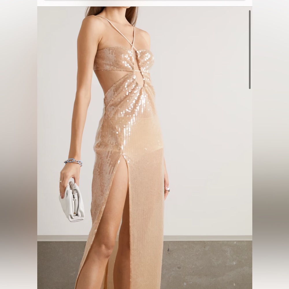 NENSI DOJAKA
Cutout open-back sequined tulle maxi dress medium nwt